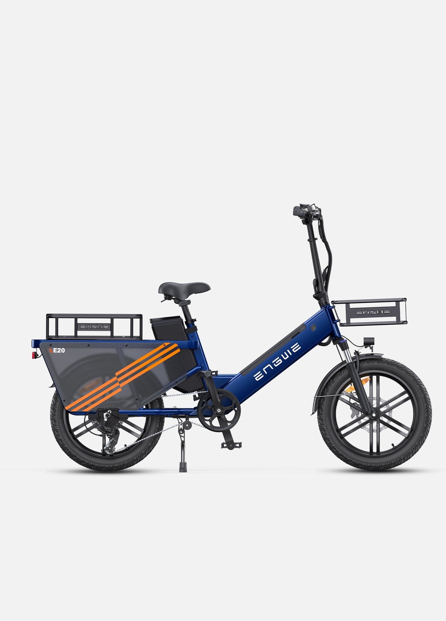 an engwe le20 electric delivery bike with 2 baskets