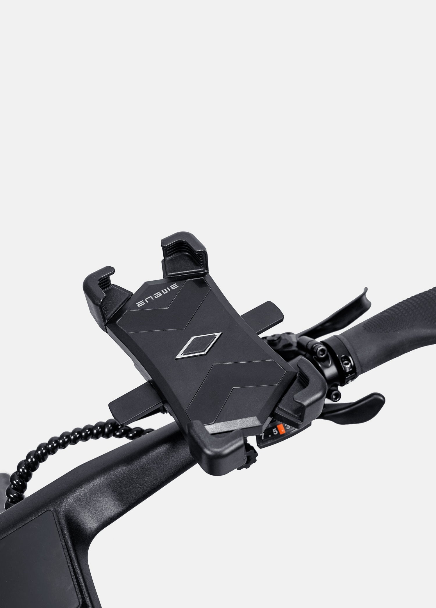 a phone mount fixed to the bike frame